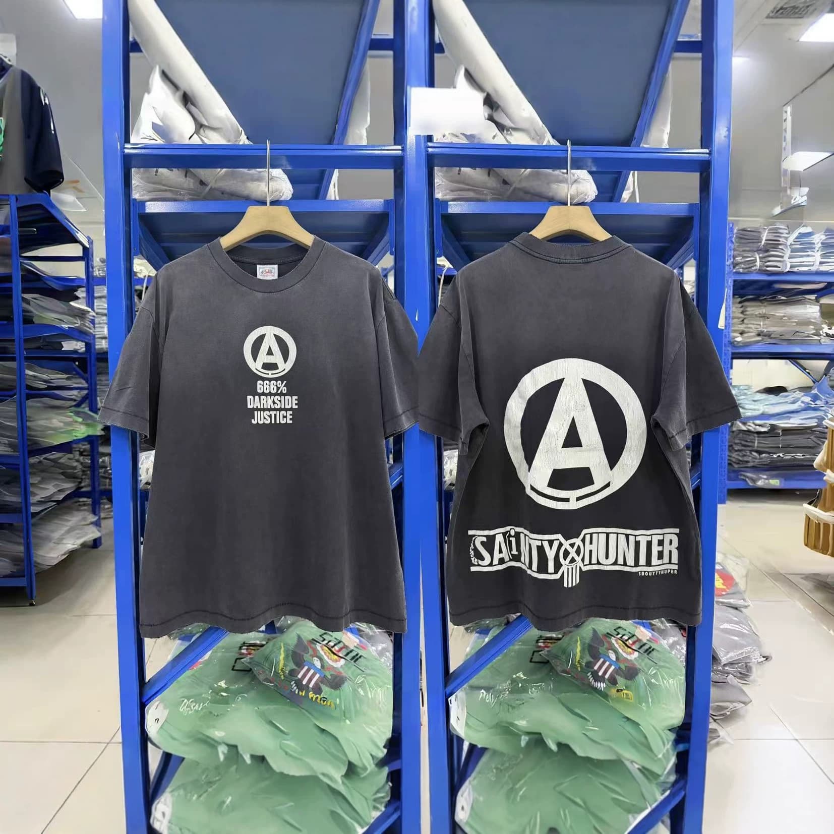 SAINT Mxxxxxx x Bounty Hunter 26ss Collaboration Skeleton Print Washed Distressed T-Shirt