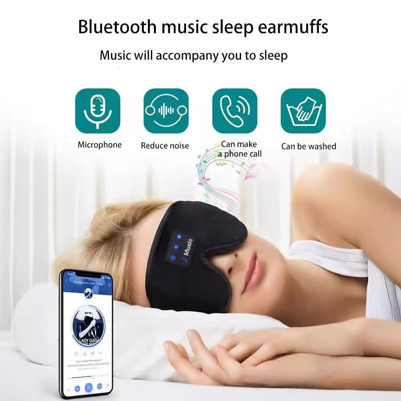 New Smart Bluetooth Sleep Mask, Comfortable Built-in White Noise, Overhead Light-Blocking Sleep Music Headphone Eye Mask