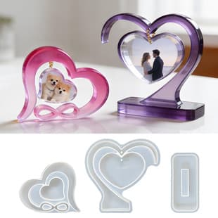 Valentine's Day DIY Crystal Epoxy Resin Heart Photo Frame Mold Large Heart Frame Base Silicone Mold