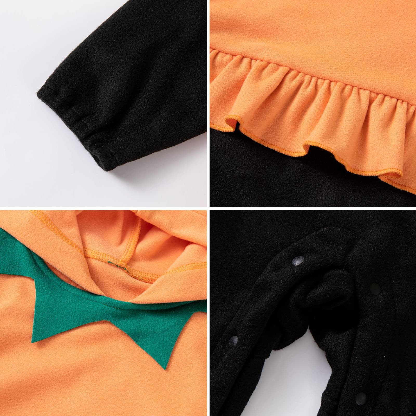 Cross-border Halloween Festival Element Baby & Toddler Party Costume Hooded Long-sleeve Jumpsuit Pumpkin Shape Outfit