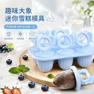 Cross-Border 6-Hole Silicone Popsicle Mold Baby Ice Cream Mold for Icing Baby Teether Complementary Food Mold Bite Toy