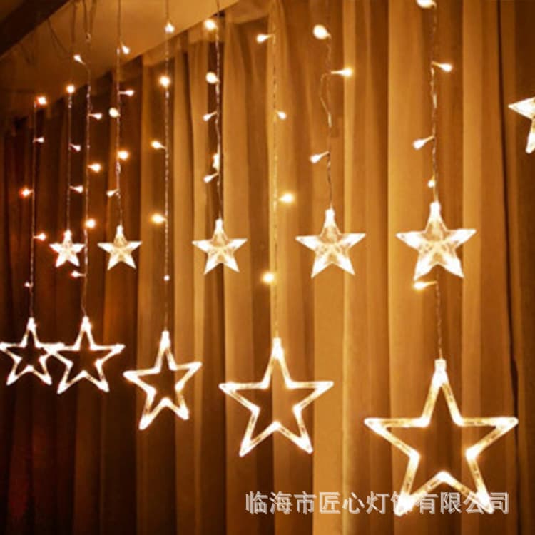 LED Star Curtain Light, Decorative String Lights, Twinkle Lights for Christmas, Window, Room Decoration, Wholesale Star Lights