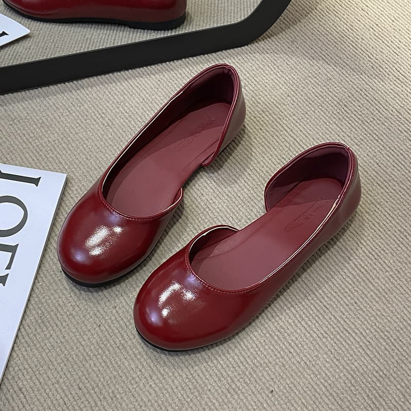 French Style Elegant Round Toe Flat Side-Open Flats Women 2026 Summer New Style Two-Way Mary Jane Shoes for Dresses