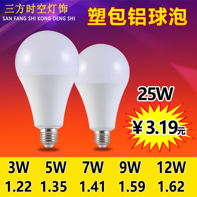 Factory Direct LED Energy-Saving Bulb Indoor Super Bright Plastic-Coated Aluminum Globe Lamp Household Energy-Saving Lighting Fixture Wholesale