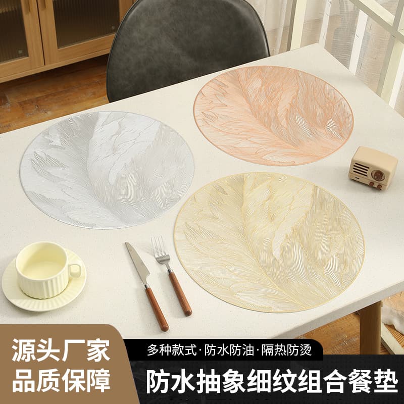 Cross-border Round Placemat Hollow Waterproof Abstract Fine Lines PVC Placemat Simple Anti-Oil Insulation Placemat Wholesale
