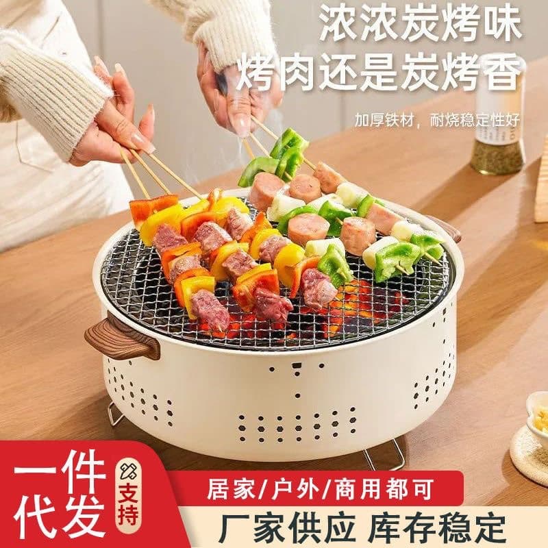 Portable Round Charcoal Tea-cooking Stove Set Outdoor Heating Fireplace Bbq Table Carbon Grilling Full Kit Cooking Tools