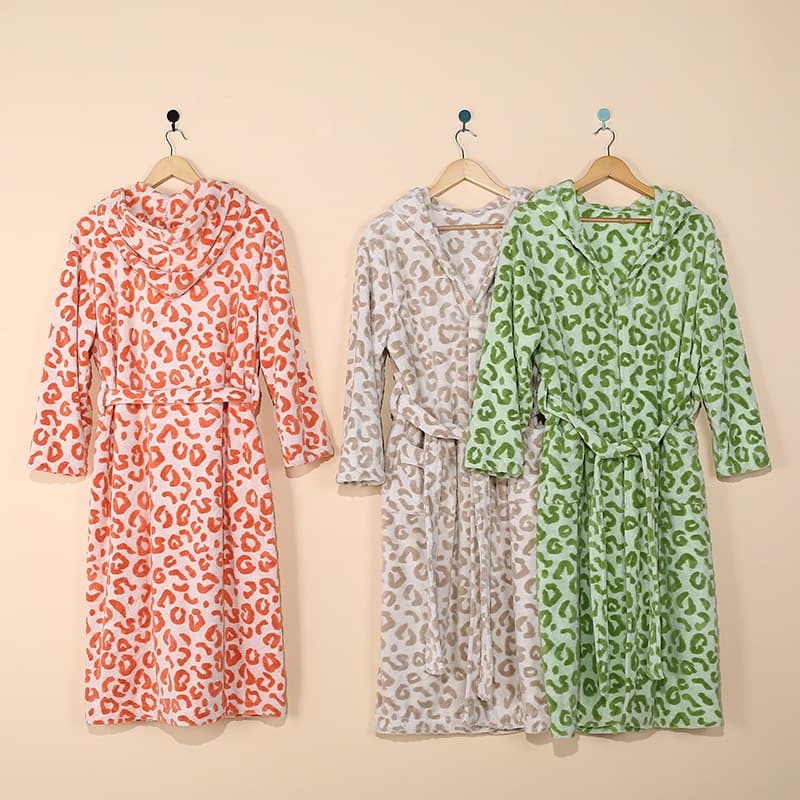 New Cross-Border Homewear Set Jacquard Hooded Bathrobe for Women Autumn Winter Thick Long Coral Fleece Robe