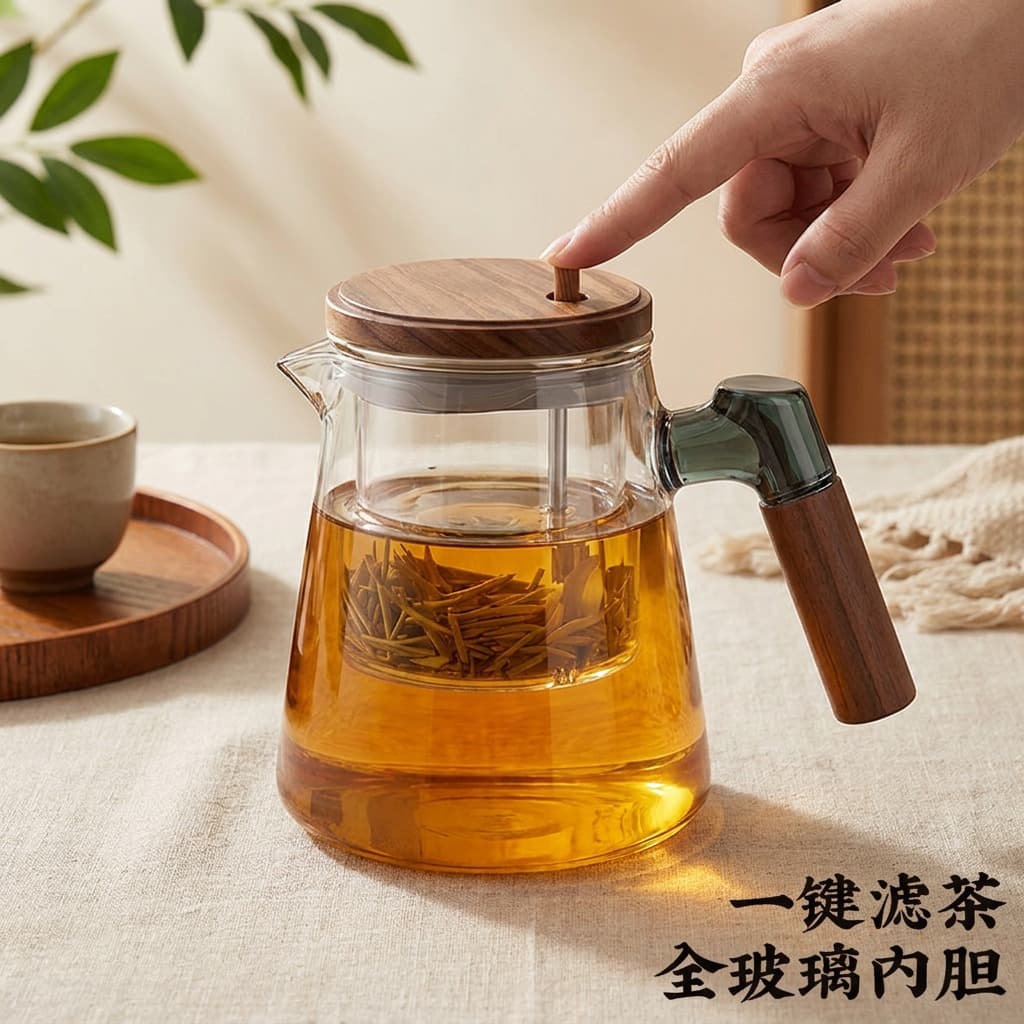 Elegant cup teapot filter tea brewing device household teapot tea water one-click separation tea set filter tea glass tea cup