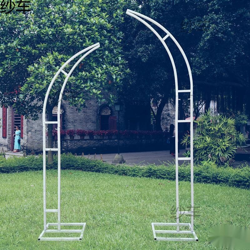 Wedding Horn-Shaped Floral Arch Outdoor Lawn Ceremony Horn-Shaped Flower Arch Stand Prop Moon Arch Frame