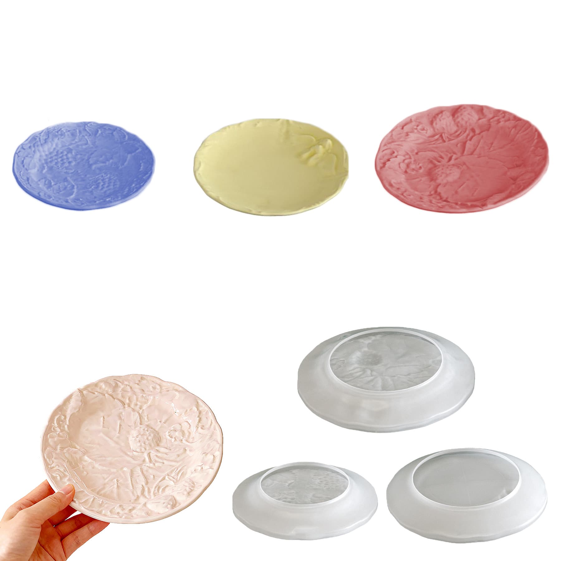 Embossed Fruit Strawberry Grape Round Tray Resin Silicone Mold Epoxy DIY Lace Round Plaster Storage Tray
