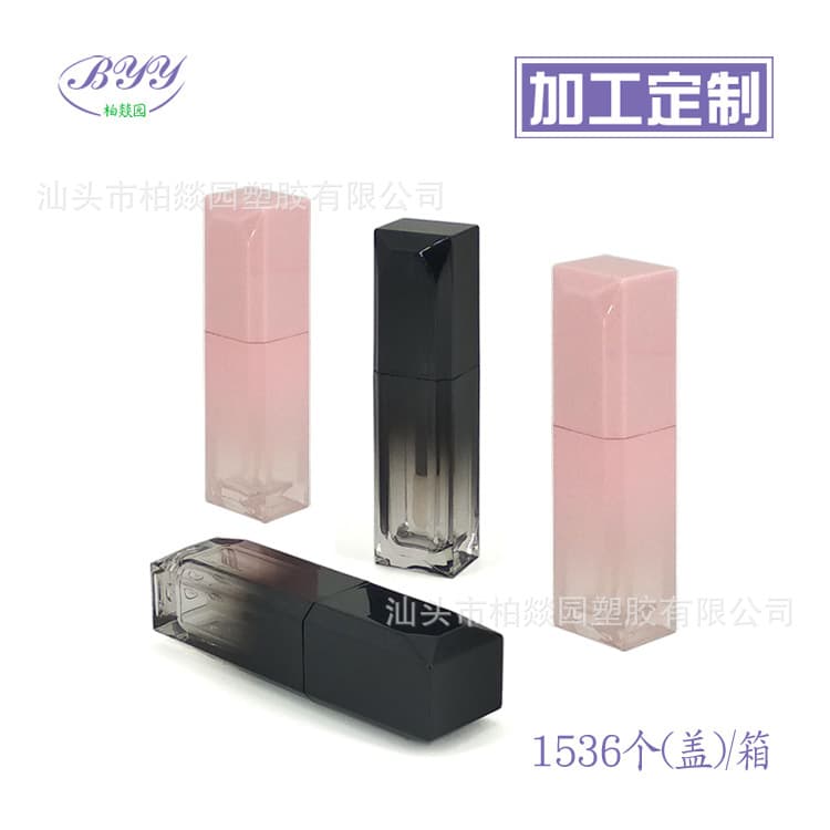 Production and Processing of Customized Lip Glaze Empty Bottles in Various Colors, Gradient Pink Lip Gloss Dispensing Tubes, and Hot Stamping Logo Can Be Printed