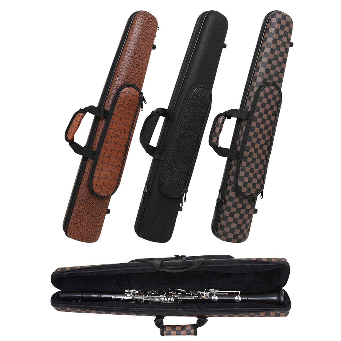 Cross-border leather clarinet hard bag, no disassembly, clarinet instrument bag, portable clarinet shoulder bag, laptop case