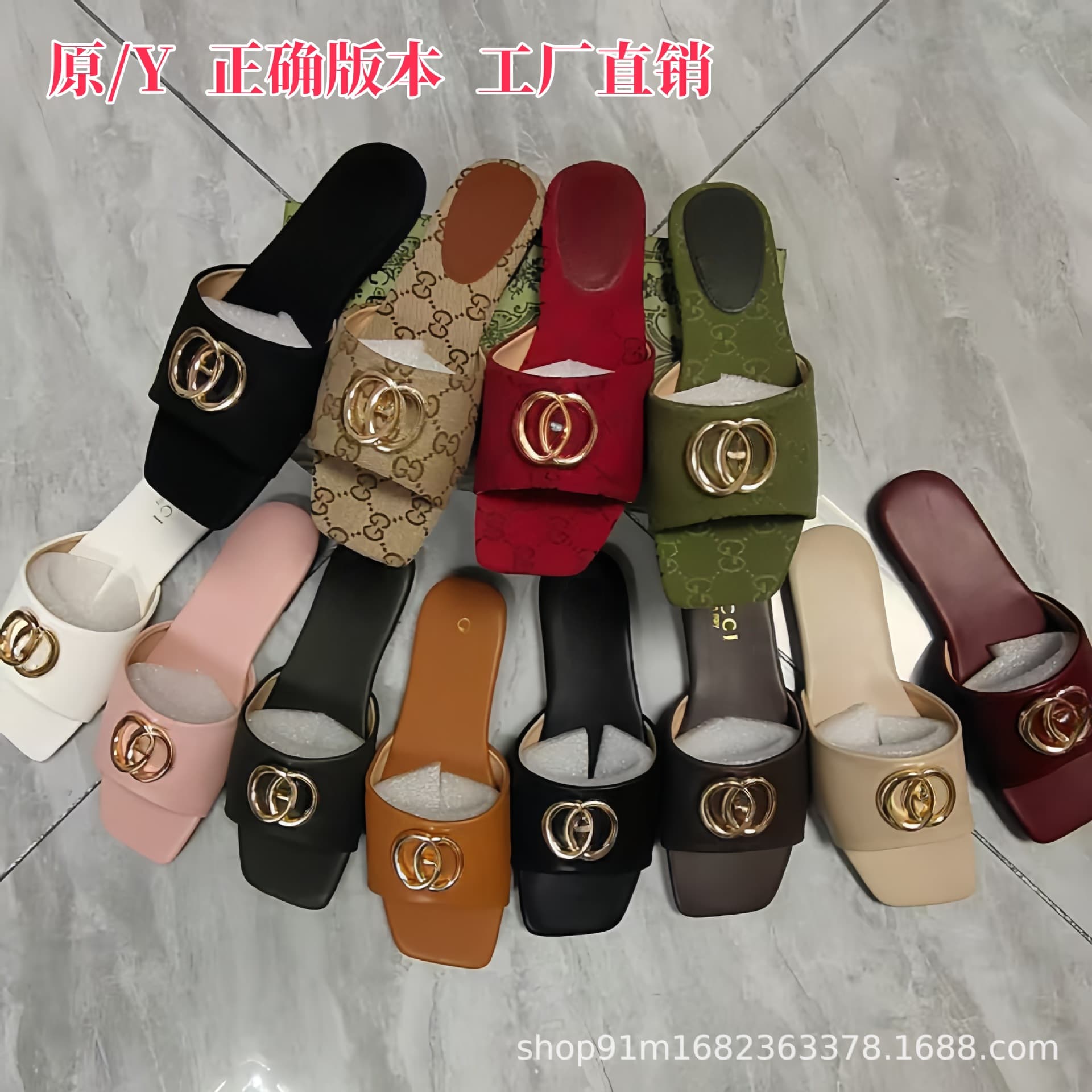 2026 Summer New Foreign Trade Classic g Brand Outdoor Letter Buckle Large Size Slippers Shipping One-Piece Beach Sandals