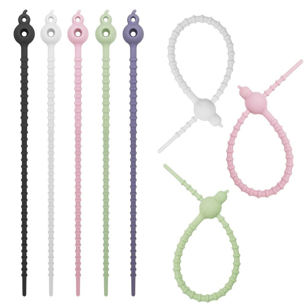 Double-hole silicone cable ties in figure-8 shape for data cables, multi-functional winding and bundling ropes