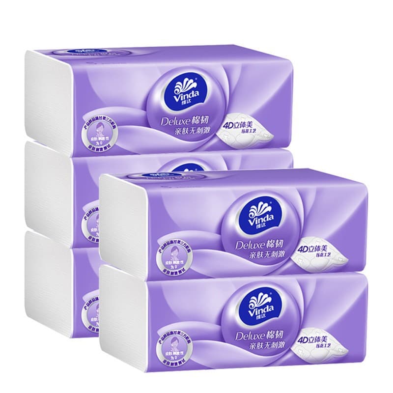 Vinda Vinda Tissue Paper Soft & Tough 3-Ply 100 Sheets 24-Pack Carton Household Facial Tissue Napkin Large Tissue