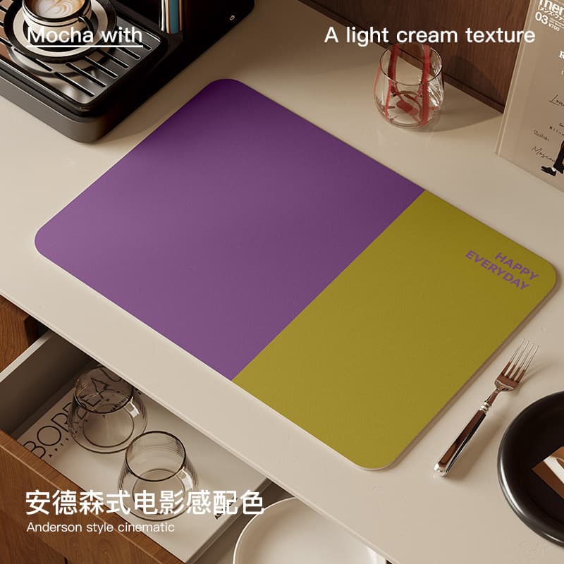 Holiday Utopia Kitchen Countertop Draining Mat, Water Absorbent, Quick-Drying, Heat Insulating Mat, Premium Coffee Machine Bar Countertop Anti-Slip Mat
