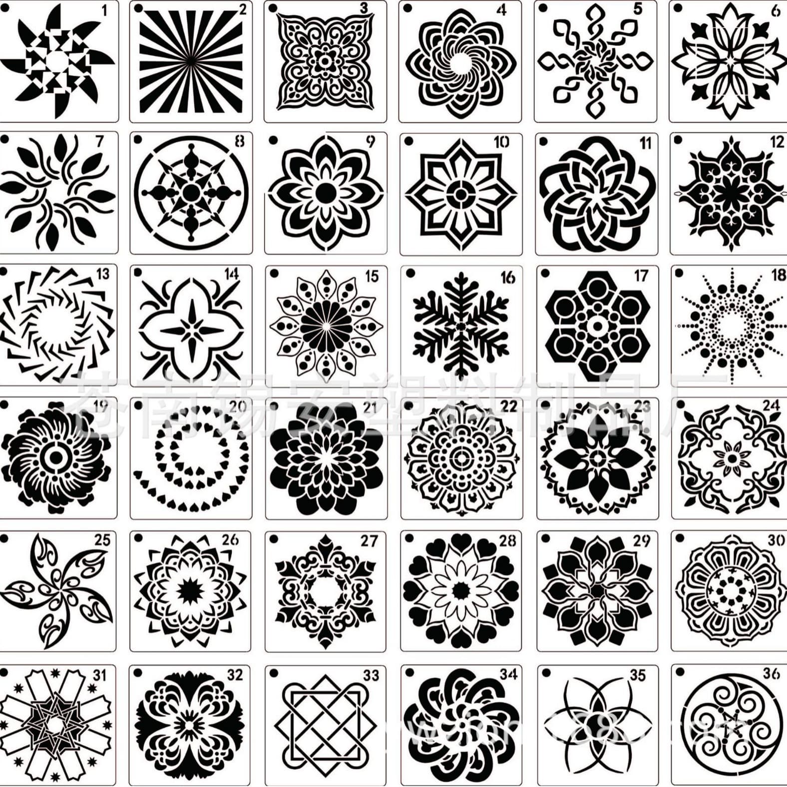 56 Cross-Border Mandala Drawing Templates, Mandala Stone Painting, Carving Creative Mandala Stencils