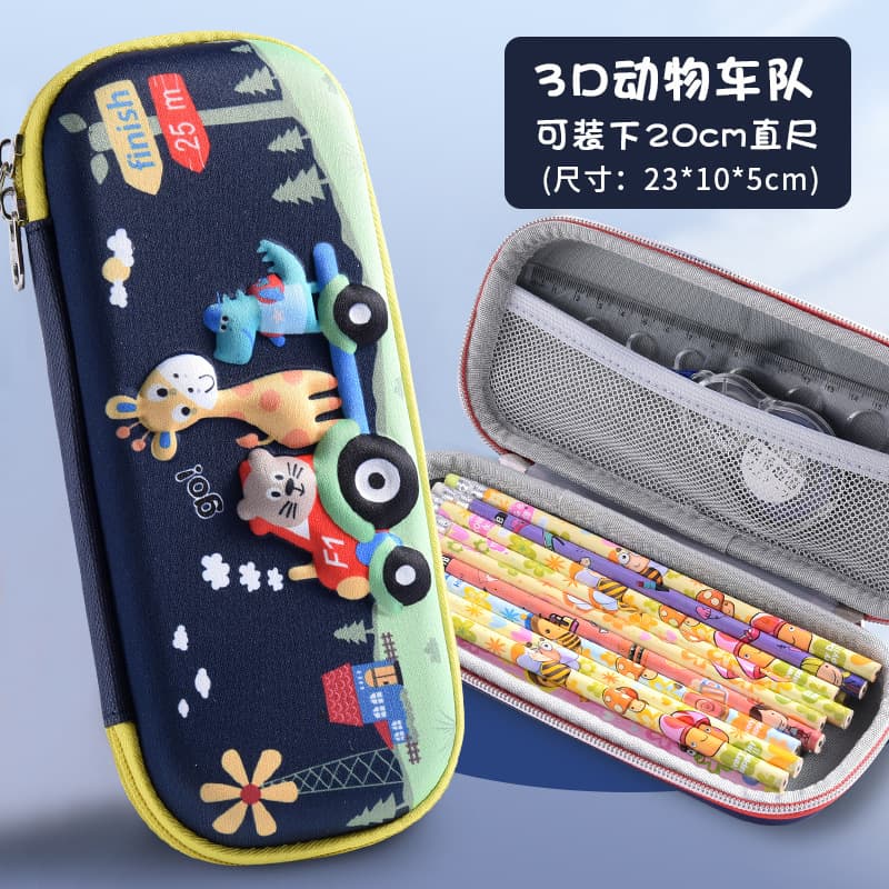 New Double-Layer Zipper 3D Pencil Case Large Capacity Pencil Pouch Stationery Organizer for Elementary School Boys and Girls Creative Pencil Box