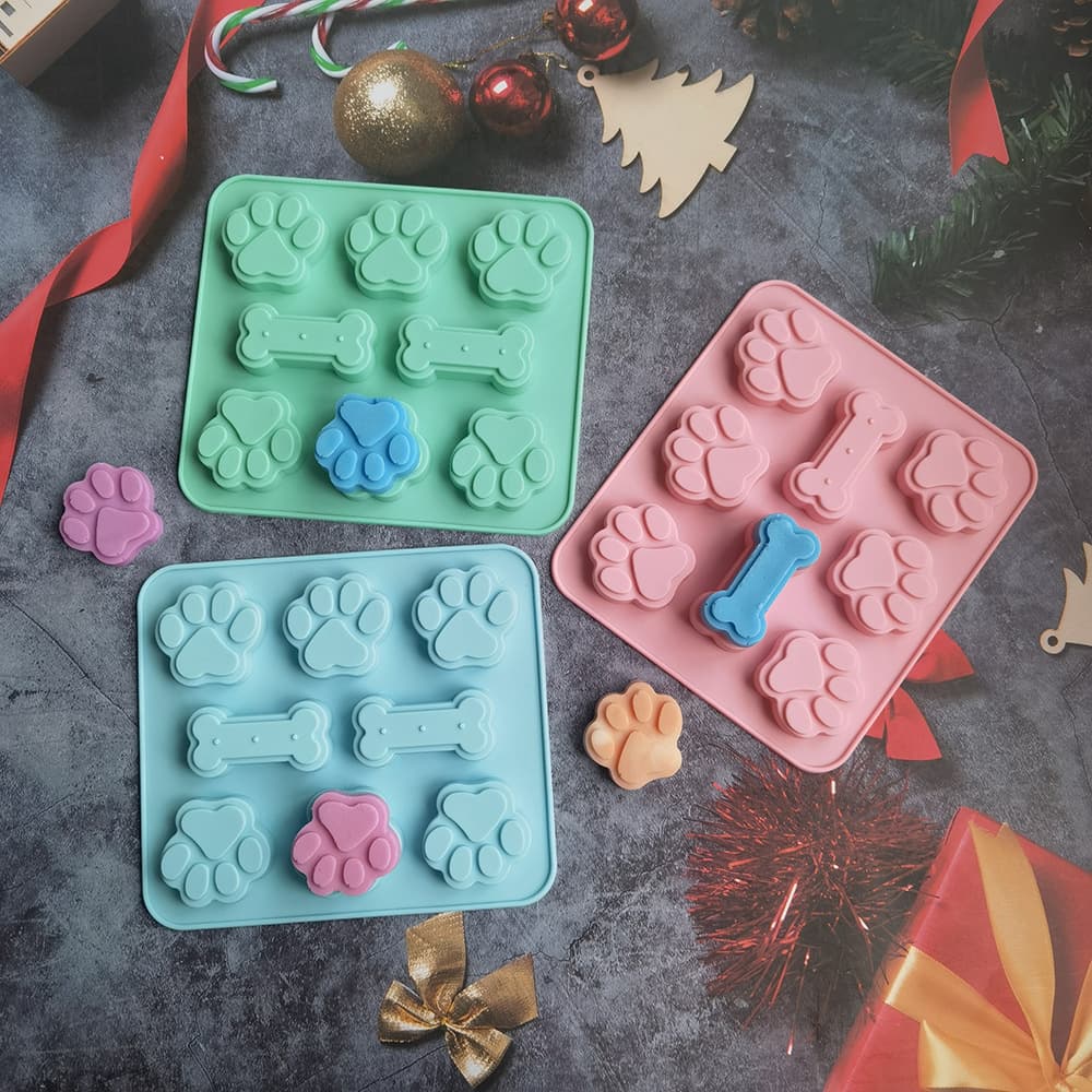 6-Cavity Cat Paw Bone 78 Cake Silicone Mold Mousse Chocolate Dessert Jelly Mold Baking Tool