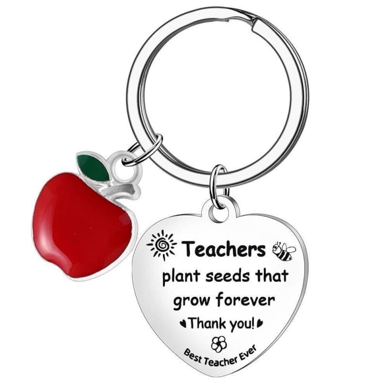 Amazon Hot Selling Teacher's Day Apple Ornament Graduation Season New Heart-Shaped Stainless Steel Keychain
