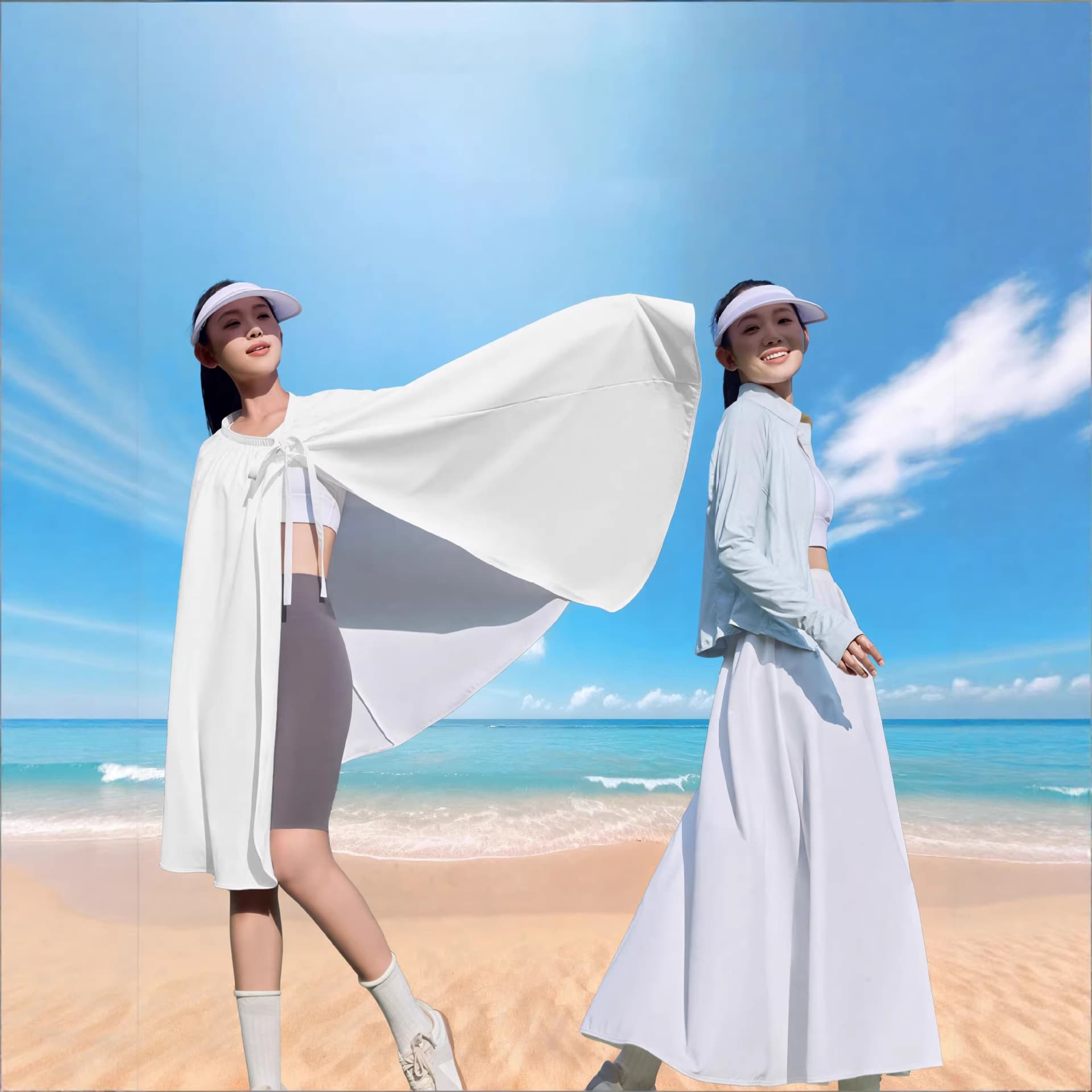Women's Wholesale 2026 Summer New Multifunctional Sun Protection Shawl Design One-Piece Elastic Tie Skirt