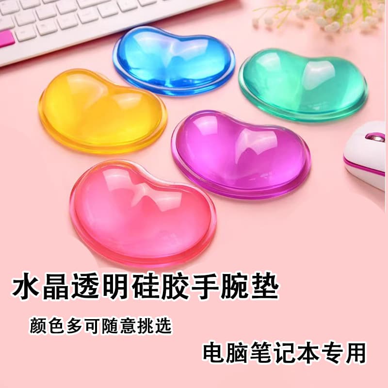 Crystal Silicone Mouse Pad with Wrist Rest for Women, Computer Keyboard Wrist Support Pad, Cool and Sweat-Resistant, Durable Soft Gel