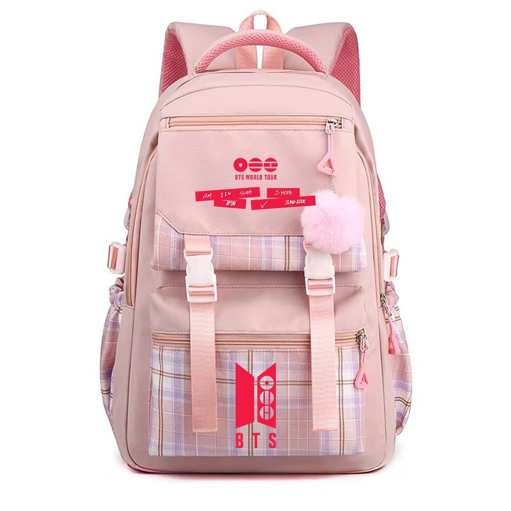 Korean boy group arirang peripheral printed anime schoolbag junior high school and primary school students casual shoulder plaid bag