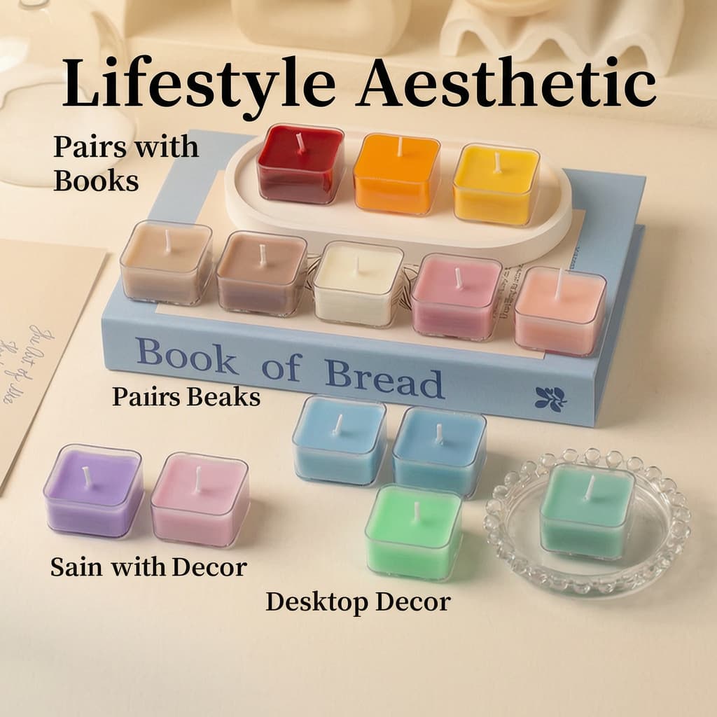 Cross-Border Creative Square Candles Wholesale for Home Use, Tealight Candles for Candlelight Dinners, Valentine's Day Gifts, Handmade, Exclusively for Cross-Border Sales