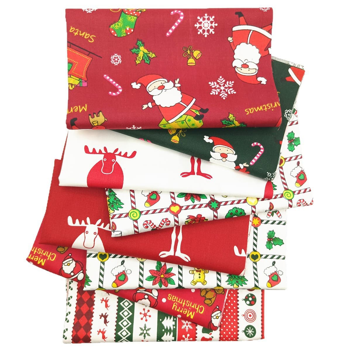 Cross-border Cartoon Christmas Series Printed Fabric DIY Handmade Patchwork Fabric Set Christmas Decoration Fabric Small Cotton Scraps