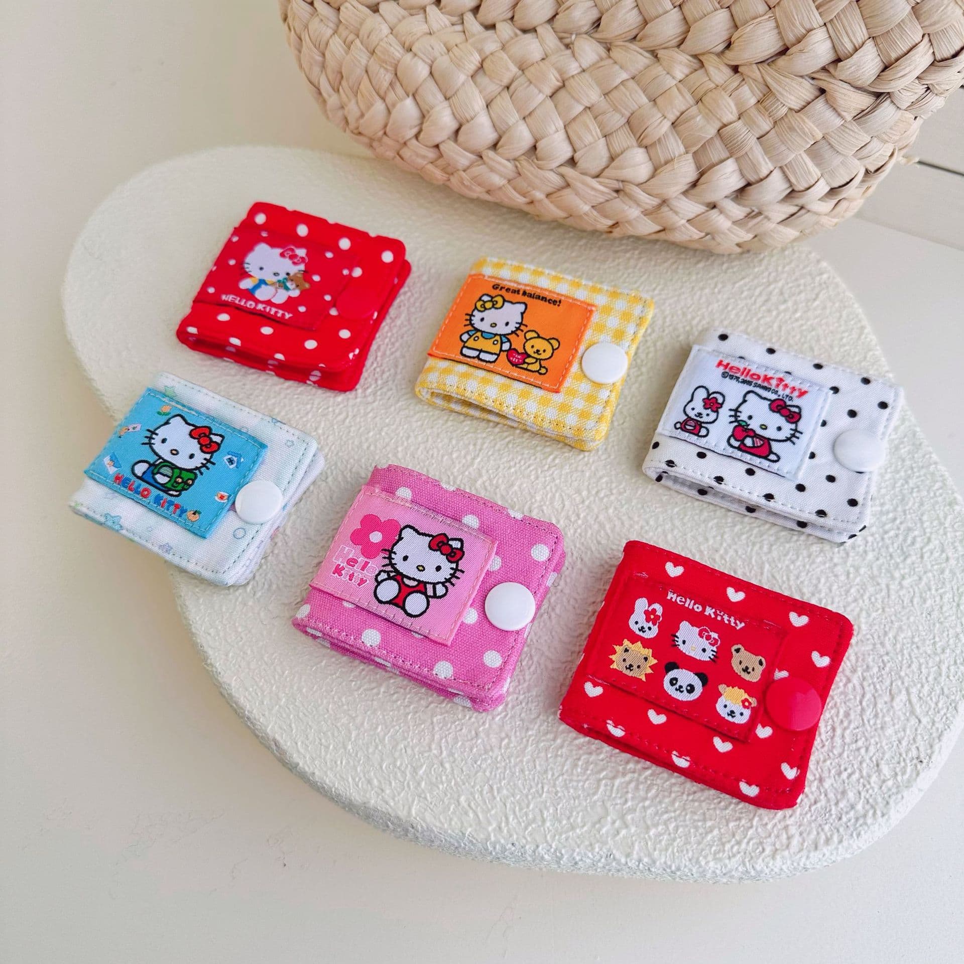 Sanrio Handmade Cute Kitty Fabric Cable Organizer Clip, DIY KT Charging Cable Storage Card Sleeve