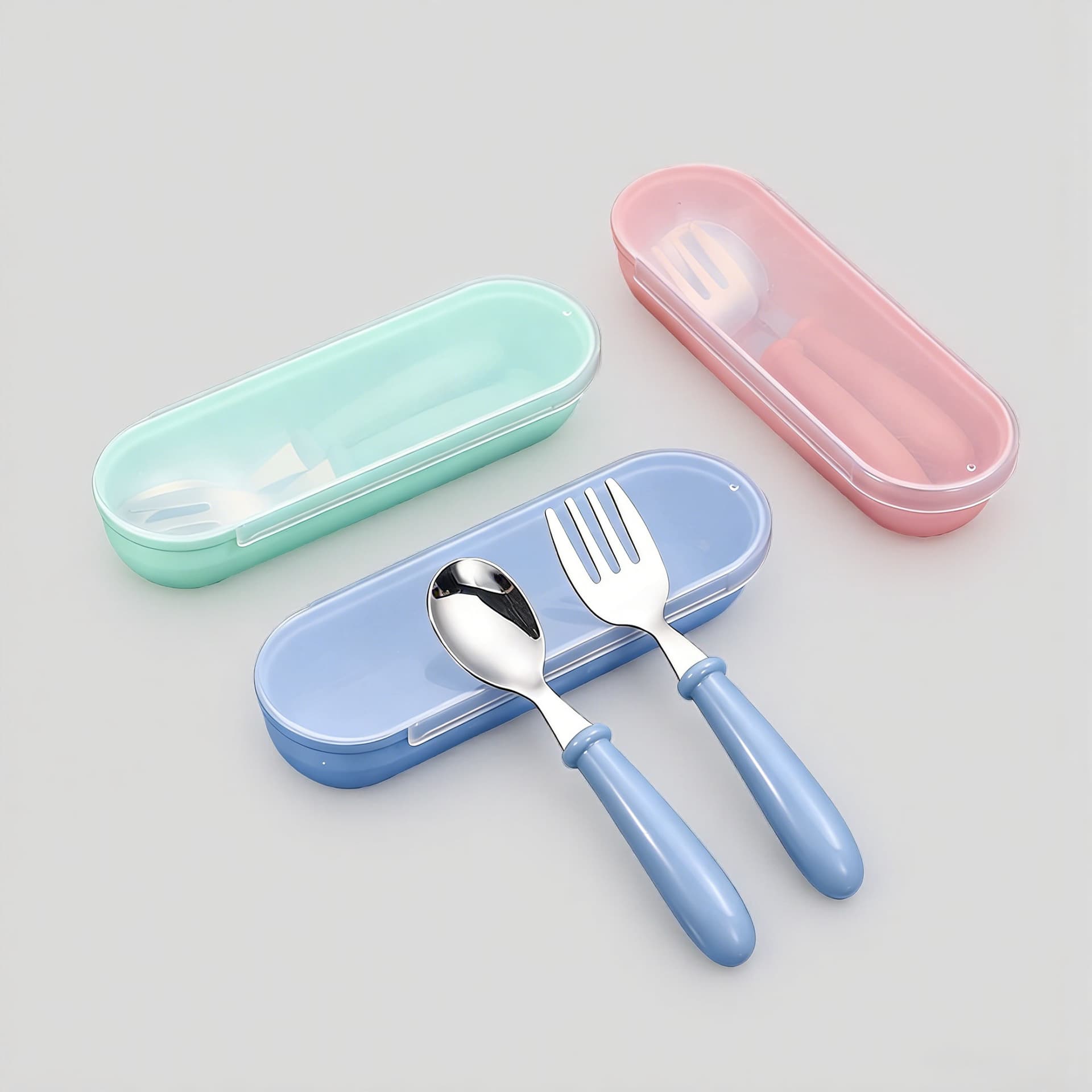 Cross-border 304 stainless steel children's tableware spoon and fork box three-piece set baby feeding tableware mother and baby gifts