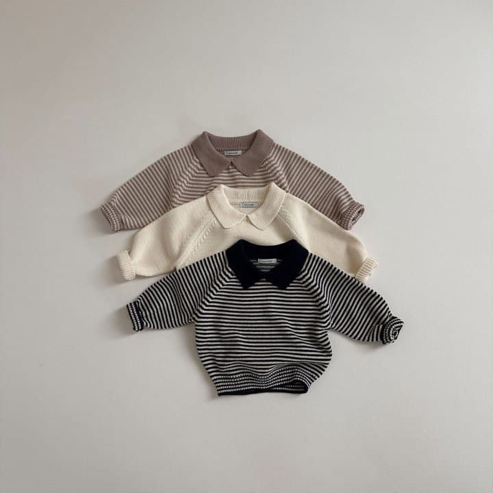 INS Korean-style Children's Clothing Sweater Boys/Girls 2024 Autumn New Small/Medium Children Turn-down Collar Stripes Versatile Knit Sweatshirt