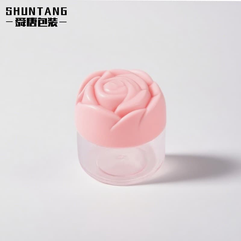 20g Rose Lid Cream Jar for Sample Packaging, Cosmetic Small Flower Lid Face Cream Eye Shadow Cream Split Mask Jar