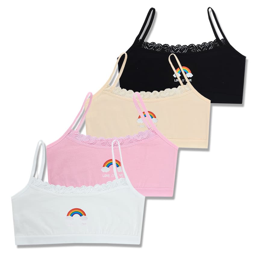 Children's Camisoles and Strapped Bandeau Tops, Summer Thin Cotton Breathable Styles for 8-12 Year Olds, Similar to Teen Bras