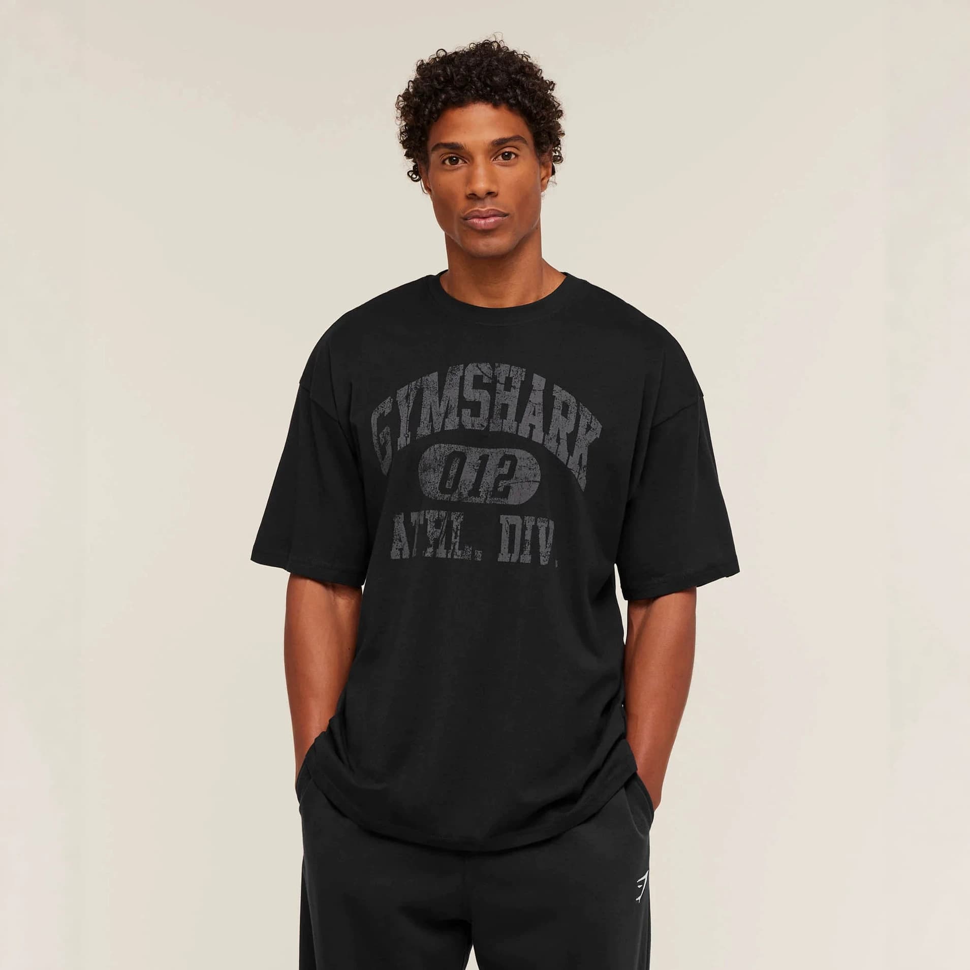 GYMSHARK Muscle Shark Fitness Wear American Trendy Fitness Sports Large Size Printed Short Sleeve Men's T-Shirt