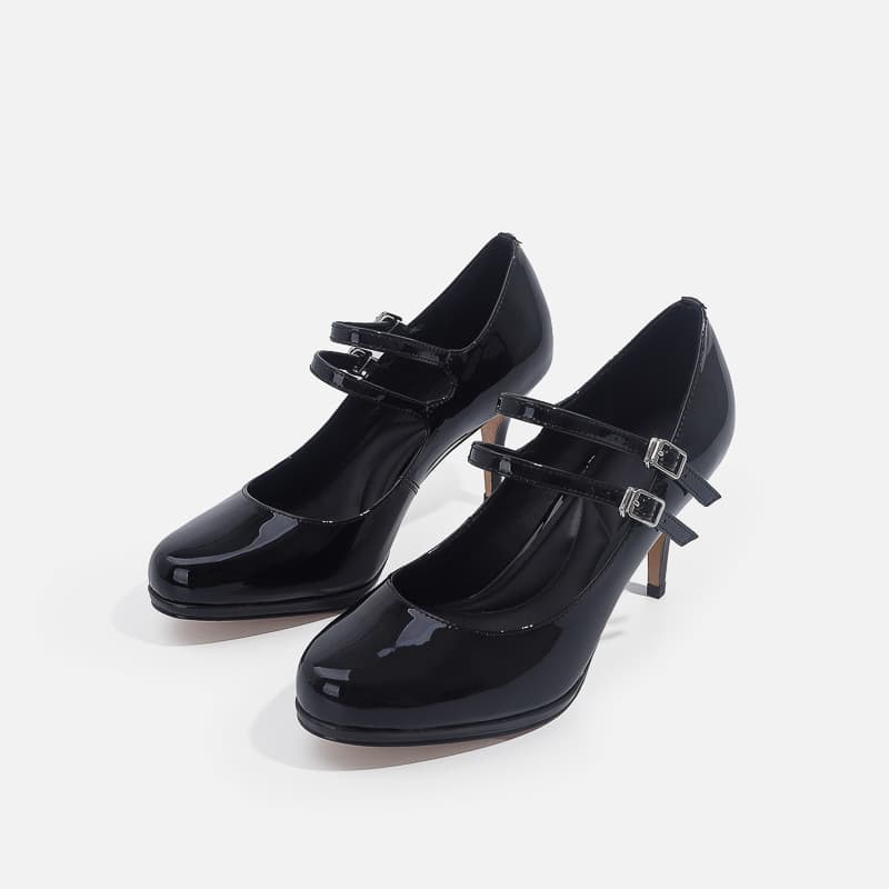 2025 New Wild Child Same Style High Heel Stiletto Pumps Round Toe French Single Strap Mary Jane Leather Shoes