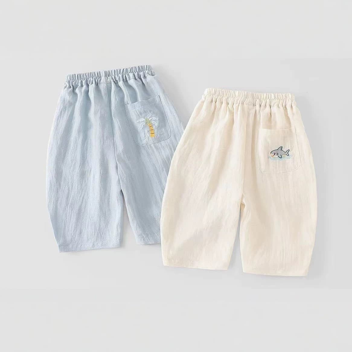 Kids' Summer Thin Pants Boys & Girls Linen Carrot Pants Boys Capri Pants Little Girls Lightweight Cool Pants