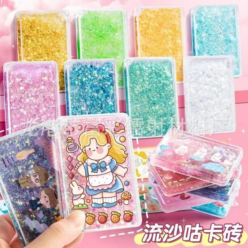 Factory Direct Acrylic Sand-Flow Grg Card Bricks 12 Colors Mixed with Hourglass