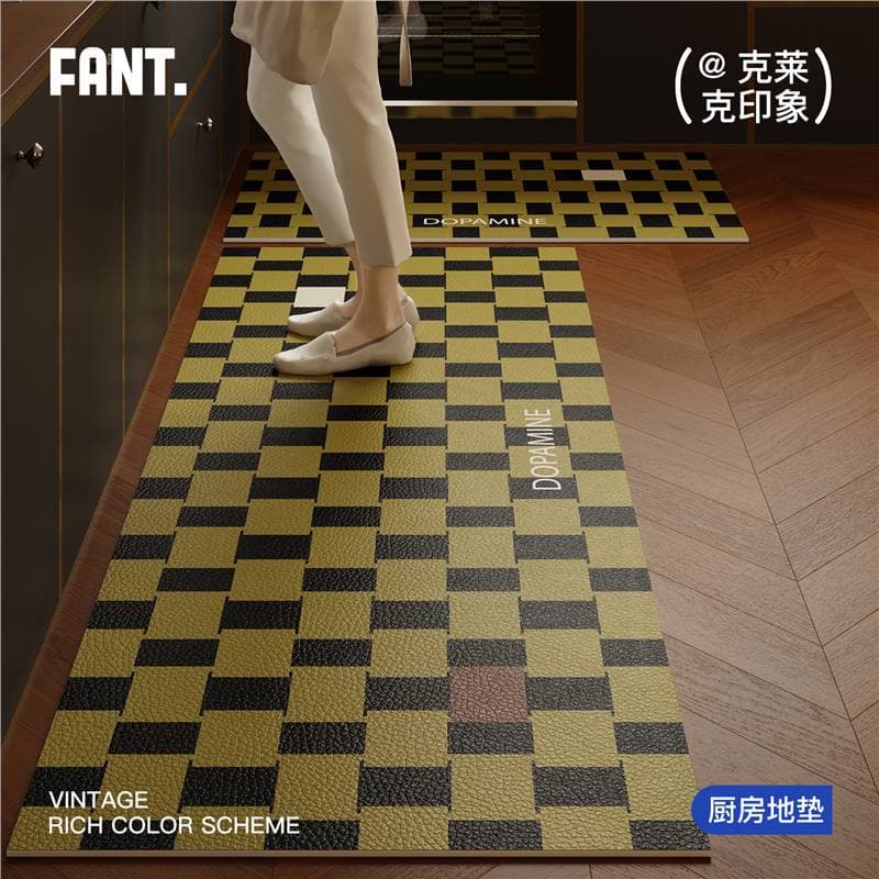 Kelaike Impression Vintage Kitchen Floor Mat Non-Slip Oil-Proof Wipeable No-Wash Foot Mat Household Long Strip Floor Protector