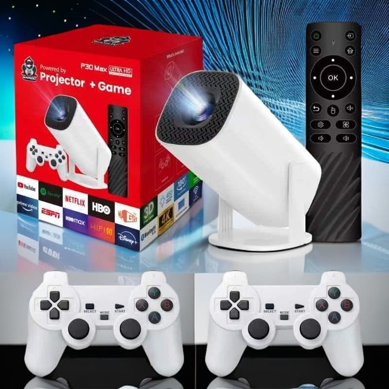 Cross-border P30MAX Game Console Projector Cannon Square Game Controller HD 4K Clear and Smooth