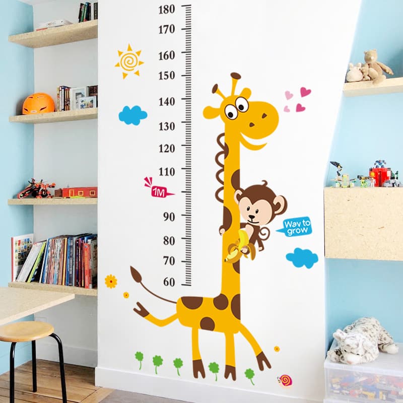 Children's Height Chart Wall Sticker, Removable Measuring Tape Wall Decal, Kindergarten Decorative Cartoon Wallpaper