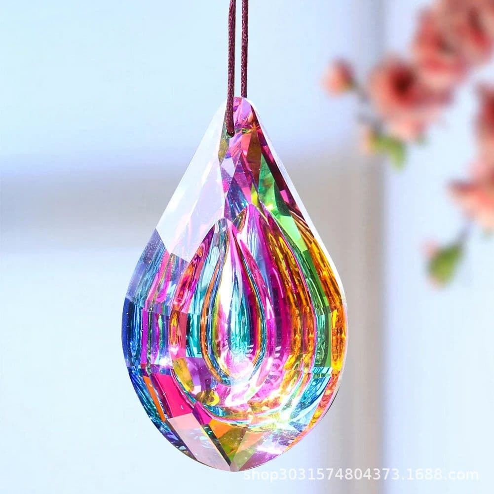 Iridescent New Pipa Dragon Eye Crystal Glass Prism Rainbow Pendant Sun Catcher Home Romantic Hanging Decor
