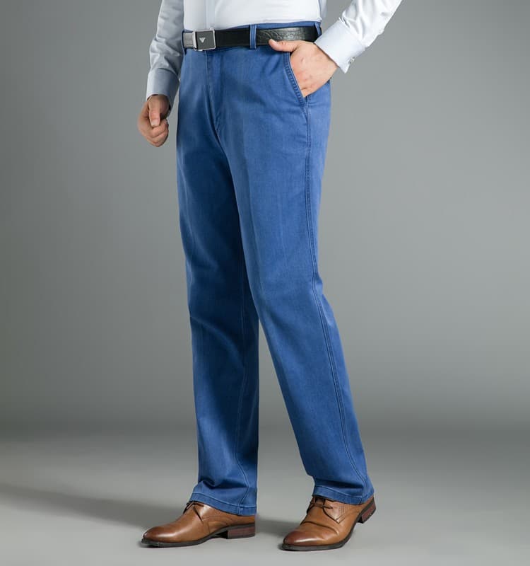 Straight-Leg Autumn/Winter Loose Dad Pants Long Casual Stretch Thickened Deep Crotch Middle-Aged and Elderly Men's Jeans