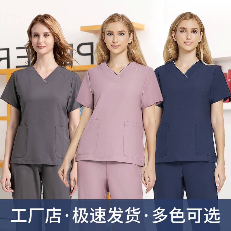 Hand washing clothes for women, summer short-sleeved hand washing clothes, pet hospital clothes, quick-drying oral doctor work clothes, male medical care