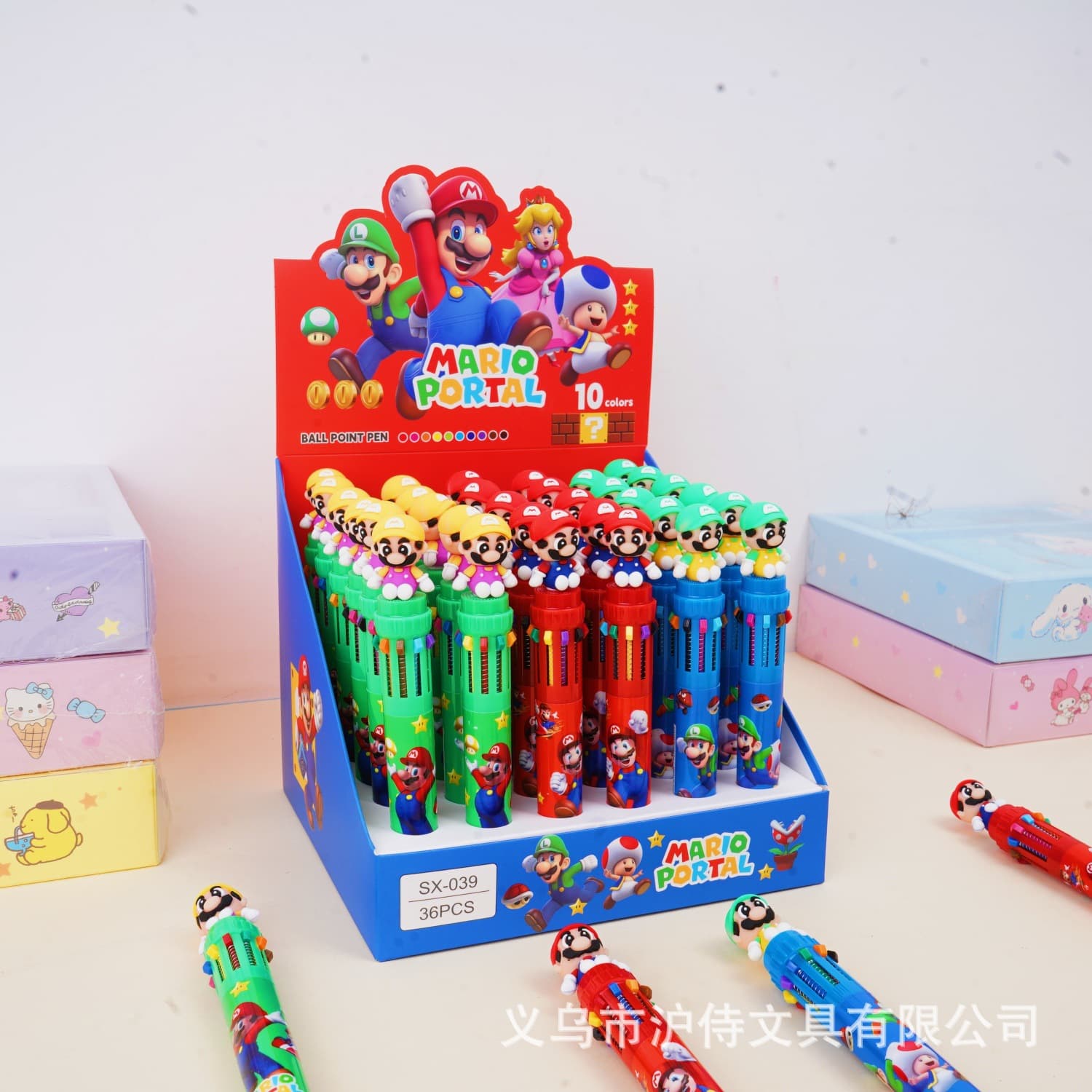 Cartoon Cute Super Mario 10-Color Ballpoint Pen High-Appearance Mario Multi-Color Marker Pen Student Gel Pen