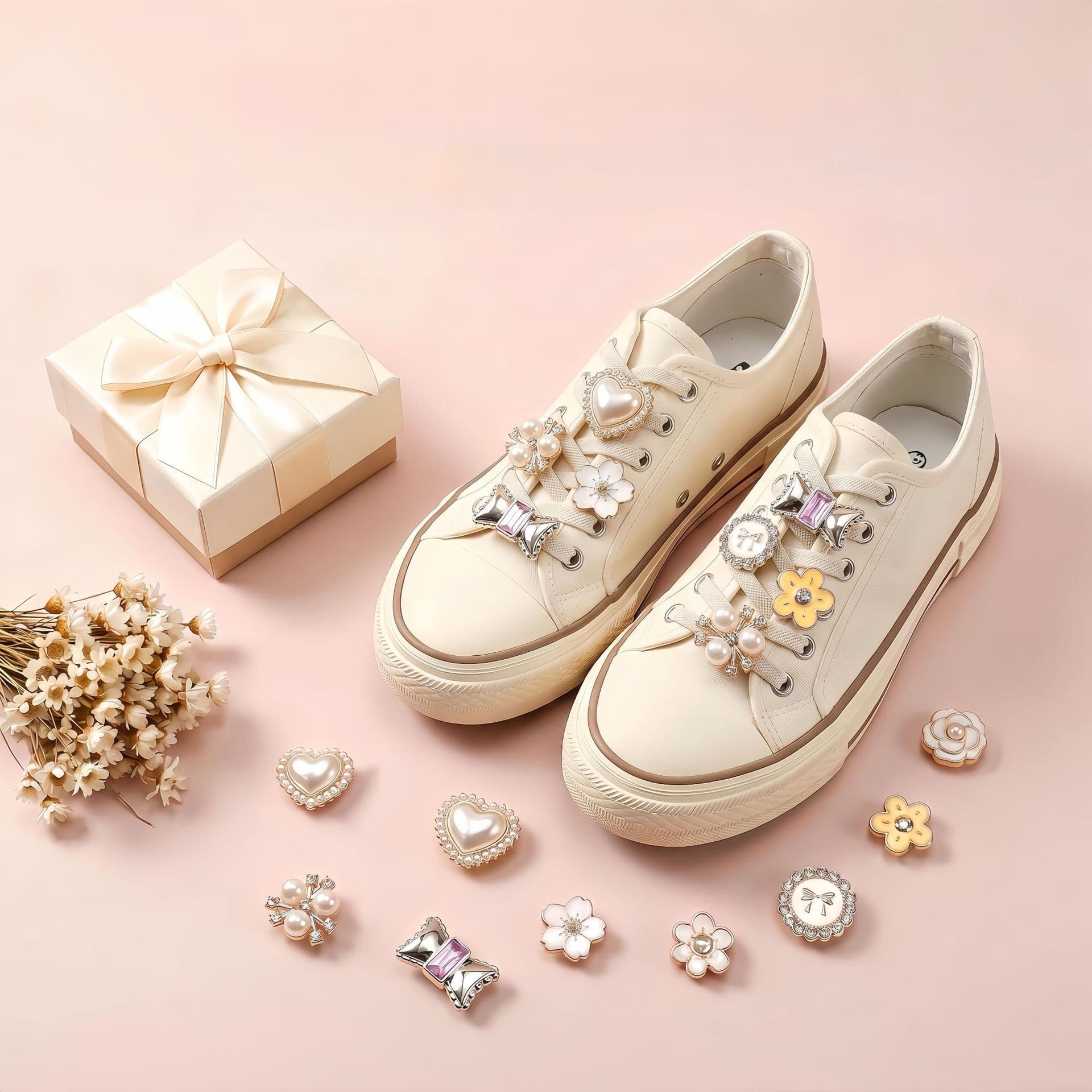 Shoelace buckle accessories small fragrant pearl rhinestone accessories shoelace decoration sneakers casual shoes acrylic shoe flower shoe buckle