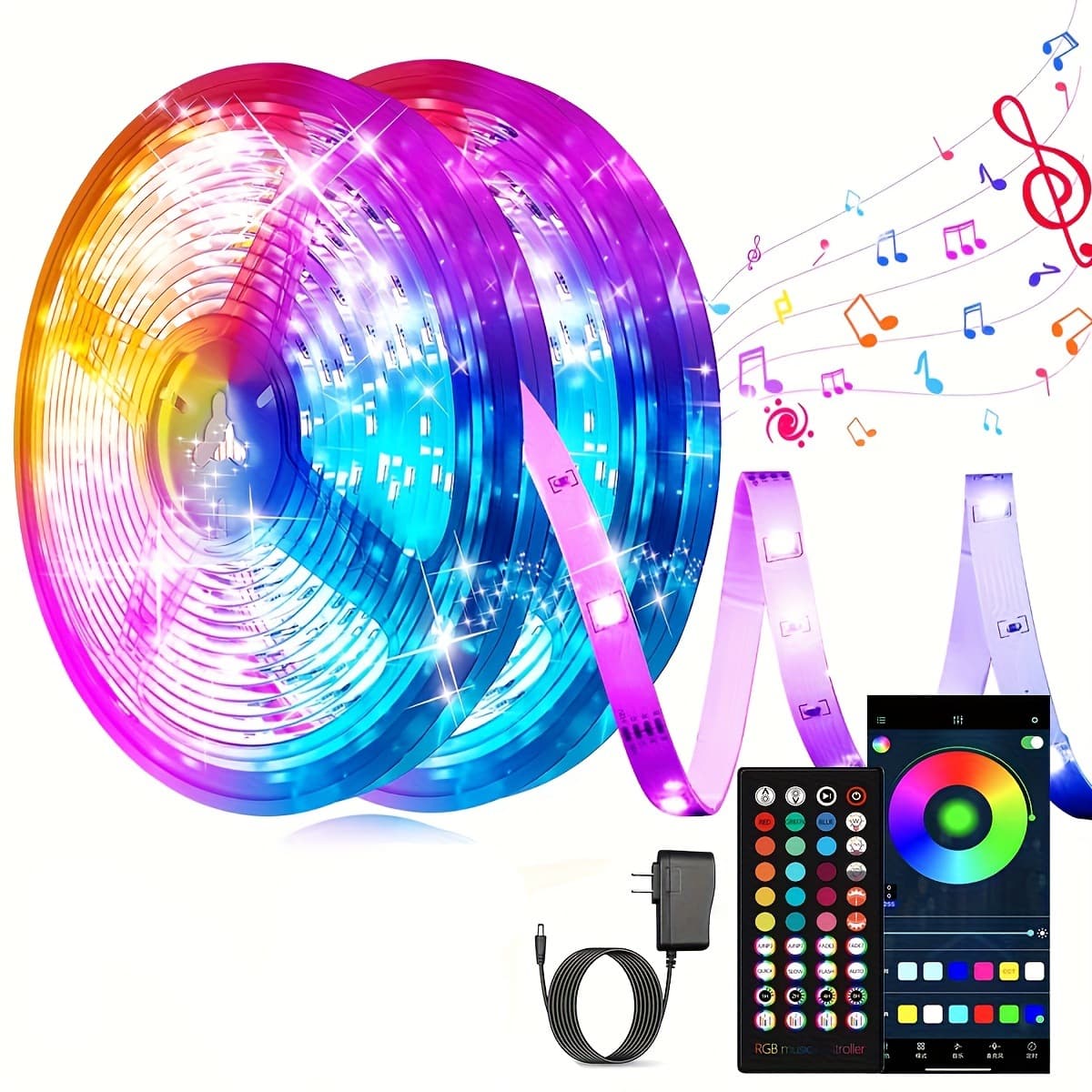 2025 new cross-border drop shipping with app remote control power LED strip 40-key music