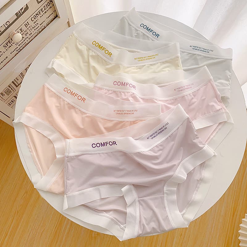 Bare-Feel Fabric Panties - Summer Ice Silk Teen Girls' Seamless Thin Mid-Rise Cotton Crotch Cool & Breathable Underwear