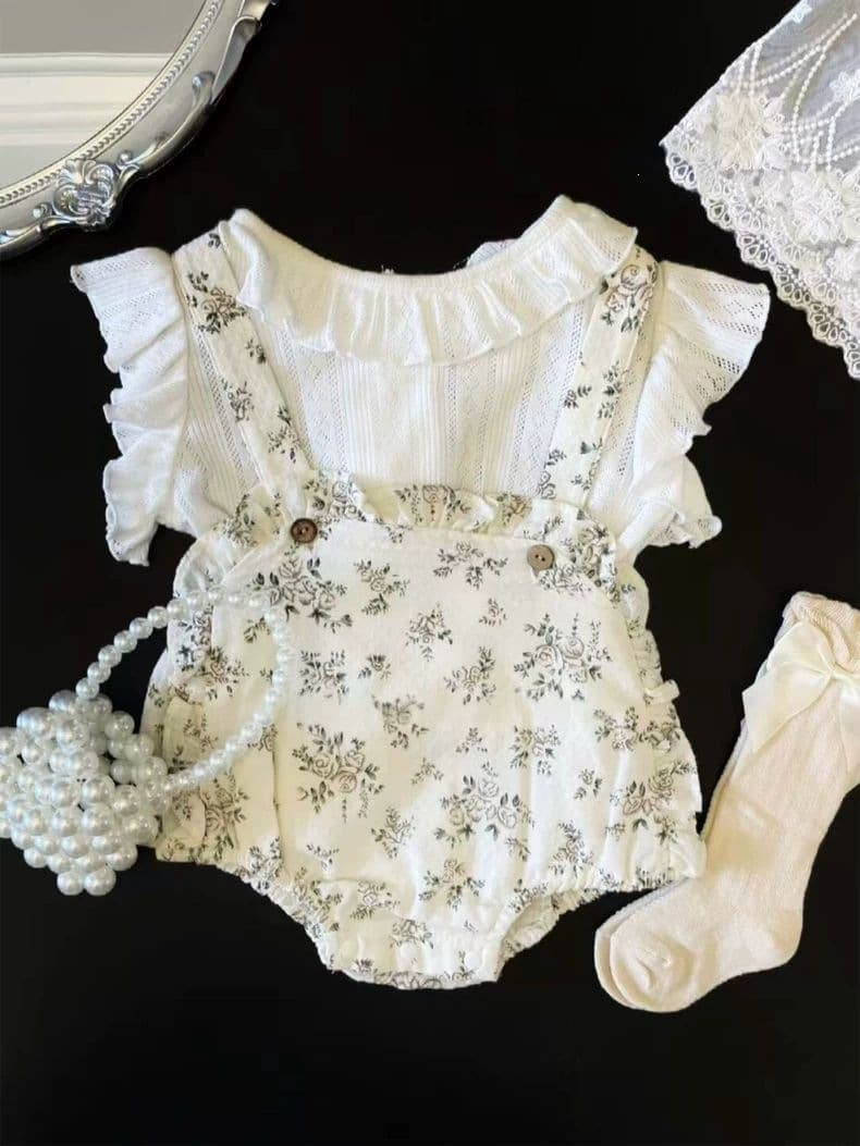 2026 New Baby Outfit Summer Set Stylish Versatile Infant Floral Romper Set Baby Clothes Summer