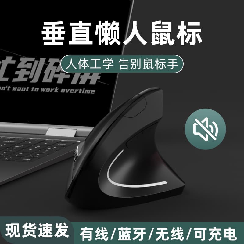 USB Wireless Vertical Ergonomic Mouse, Small Hand Fatigue Relief, Efficient Office Vertical Grip Optical Mouse